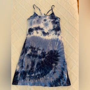 Blue Tie Dye Workout Dress. Built in shorts and padded bra. Size XS.